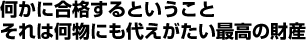 何かに合格するというこよ それは何物にも代えがたい最高の財産
