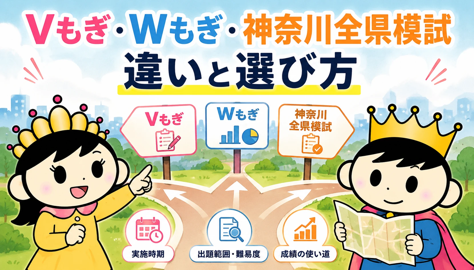 Vもぎ・Wもぎ・神奈川全県模試の違いと選び方【一都三県の会場模試】