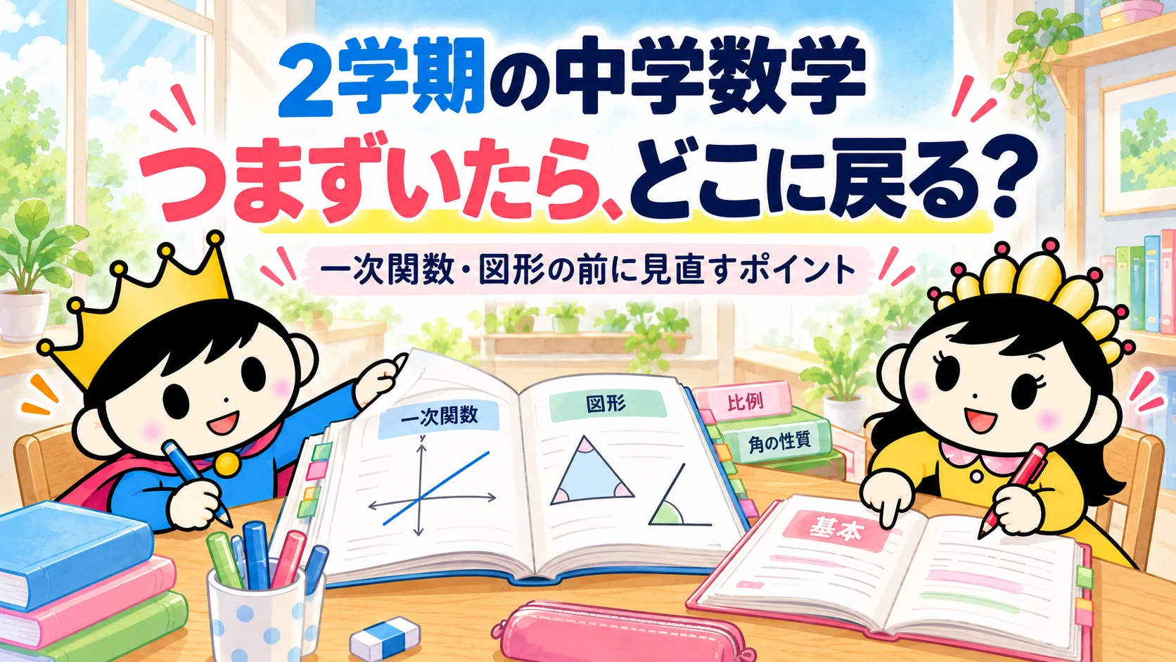 2学期の中学数学はつまずきの山。一次関数・図形の前に戻る場所