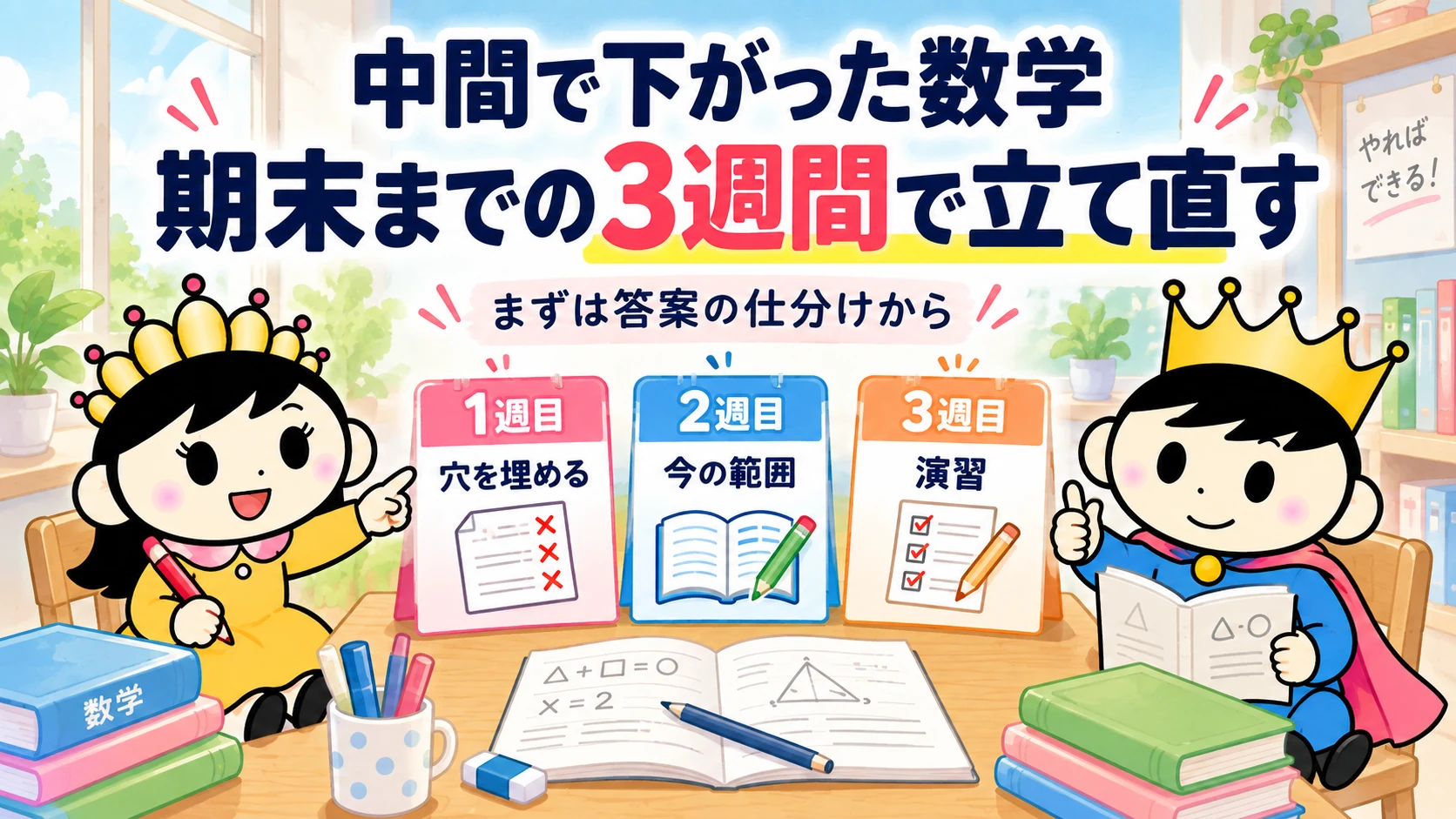 中間テストで下がった数学を、期末までの3週間で立て直す