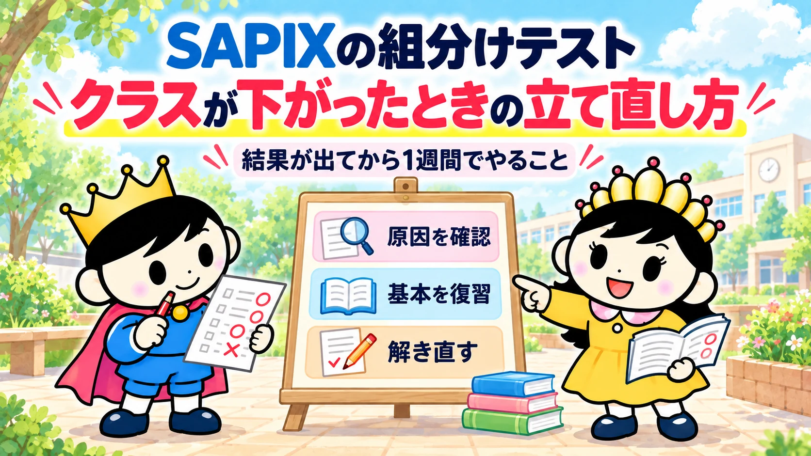 中学受験生の保護者様へ。SAPIXの組分けテストでコースが下がったときの原因の見つけ方と立て直しの手順